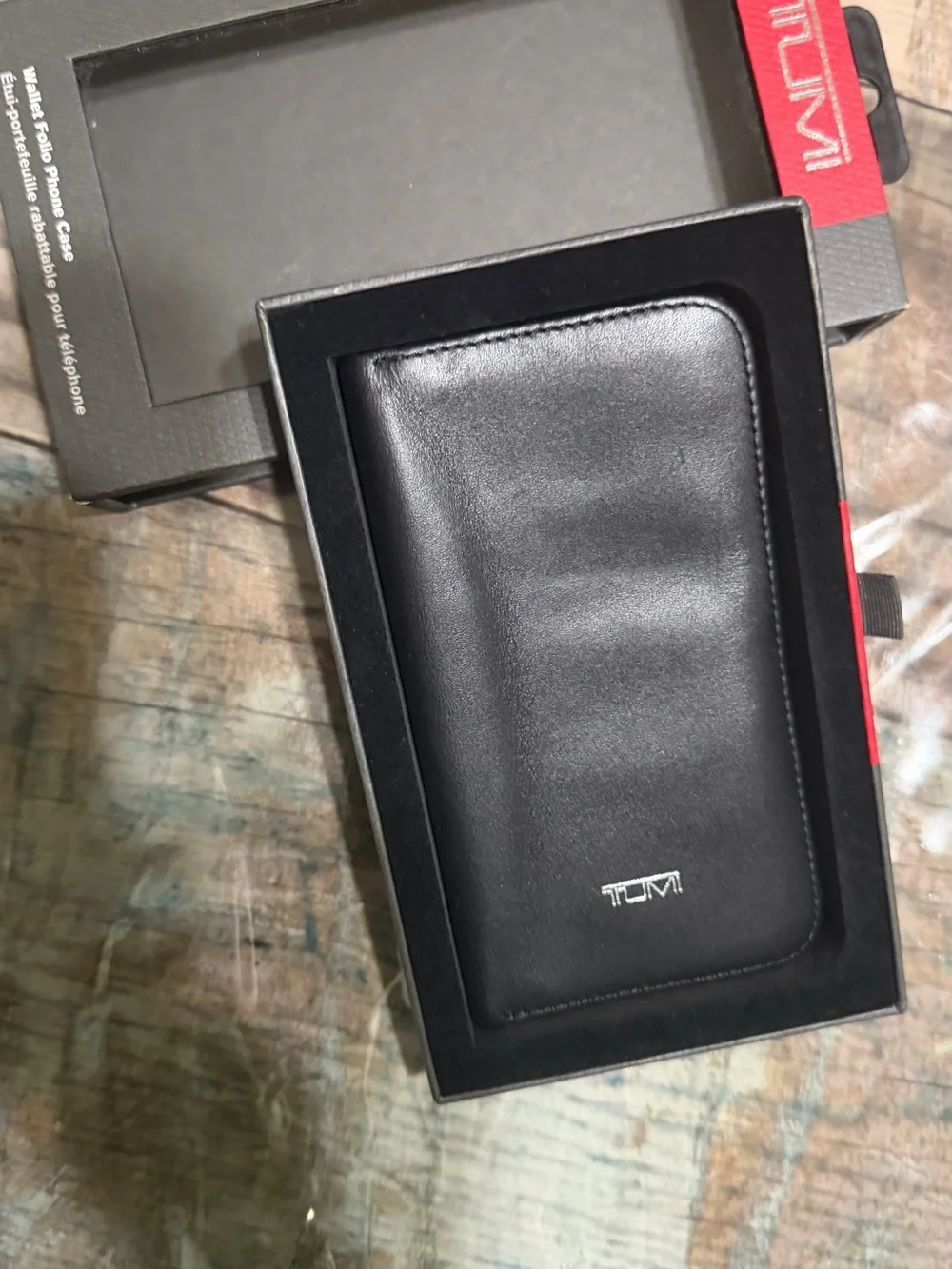 Tumi Black Leather Wallet Folio Phone Case iPhone 12/12 pro